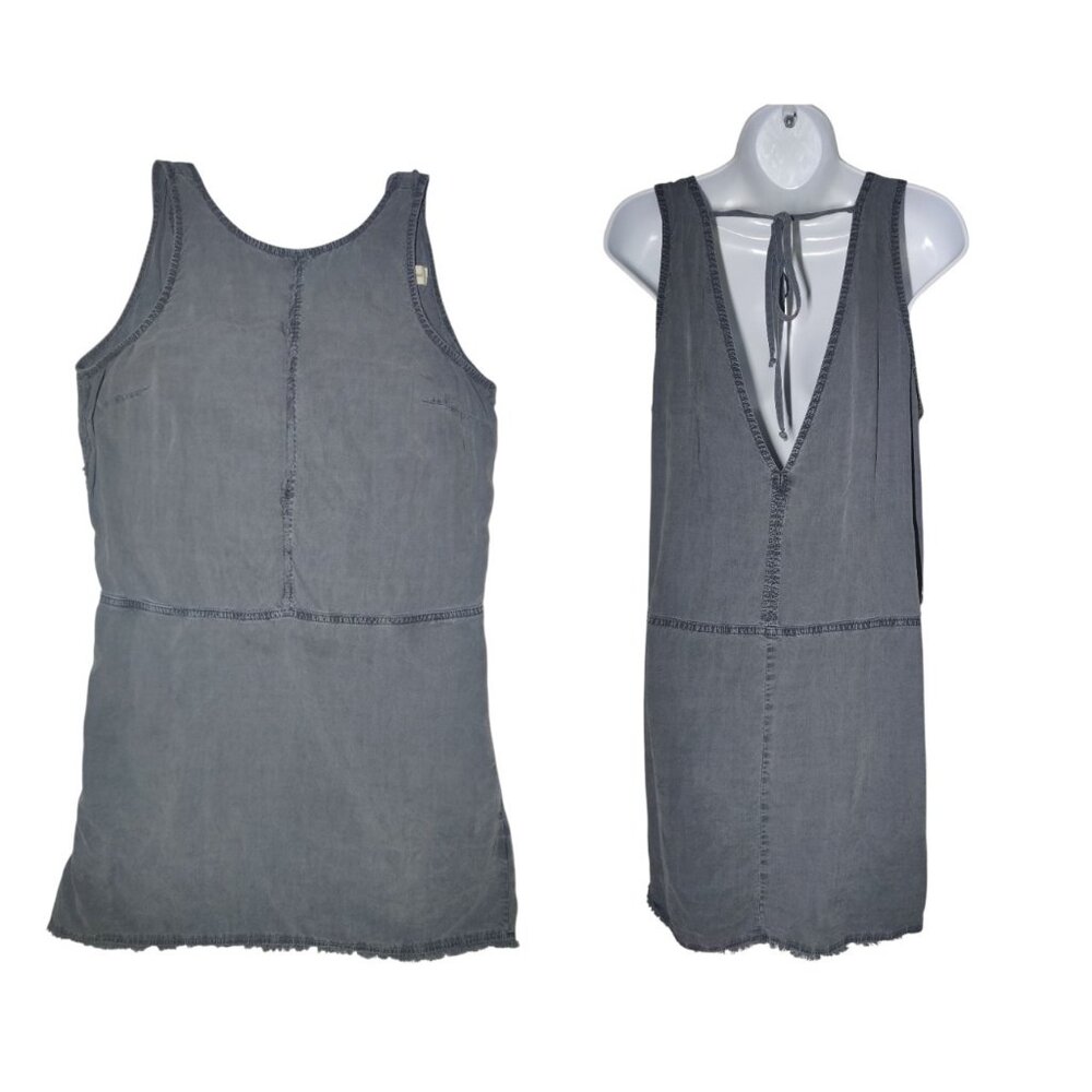 Cloth & Stone Gray Casual Sleeveless Tie-Back Knee-Length Shift Dress M
